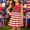 Robe Princesse d'Été pour Filles - Robe Gilet Coupe A-Line Fête de l'Indépendance