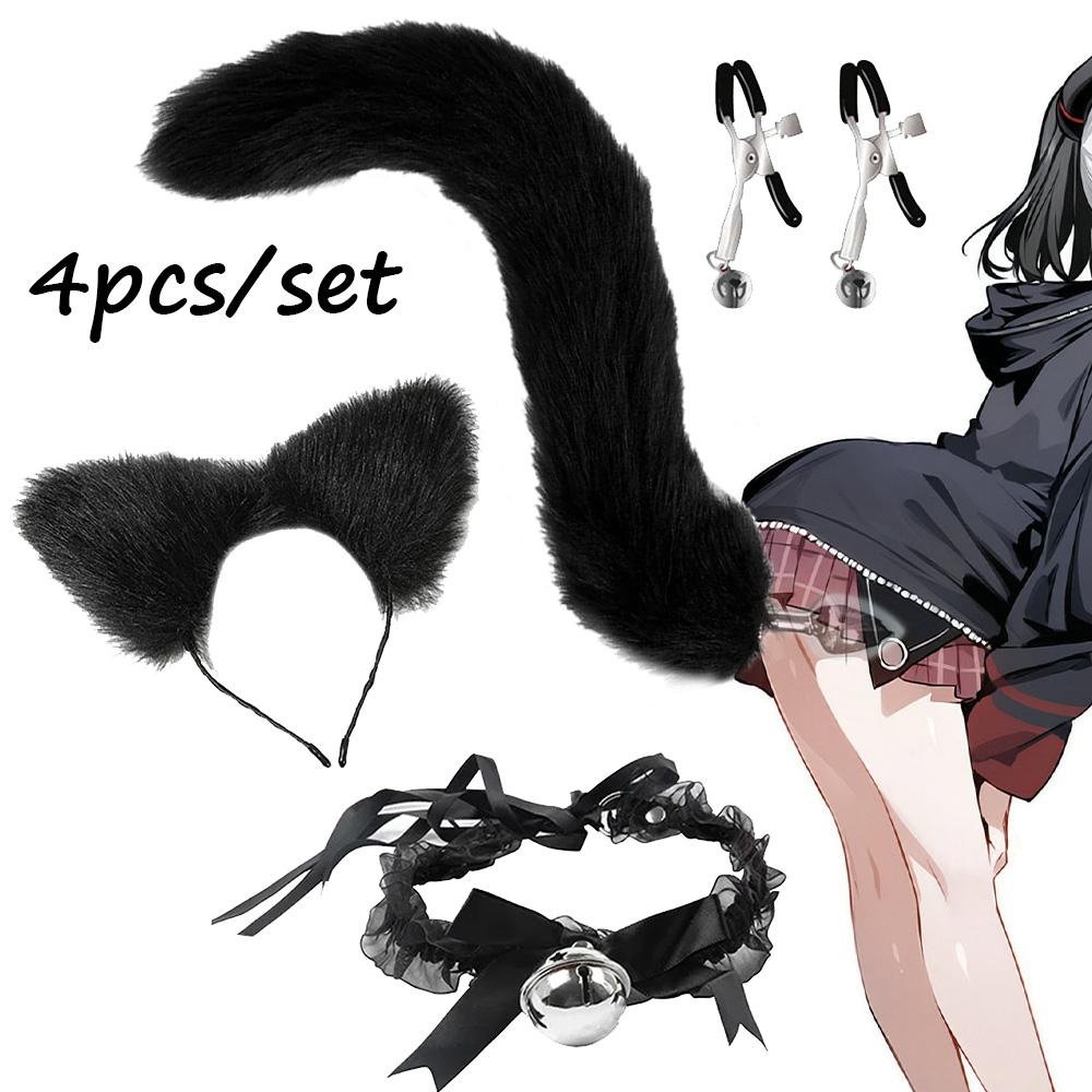 Fox Tail Dámský anální kolík, Cat Tail, Fox Tail, Erotika, Měkká Erotická Čelenka do uší pro kočky Spony na bradavky Hračky pro dospělé