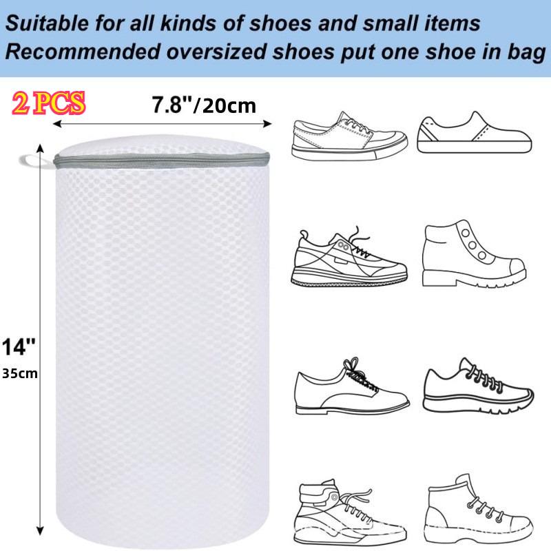 

2 shoe washing bags, mesh washing bags for sports shoes, shoe cleaning laundry bags, hexagonal fabric gray zippered large