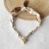 Hypoallergenic Bandana Scarf Necklace with Stainless Steel Heart Charm Handmade Jewelry Best Gift for Female Friends