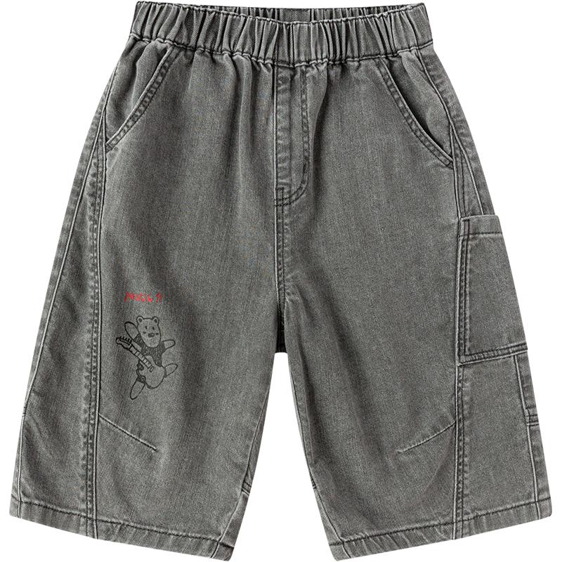 Balabala Boys Summer Cropped Cargo Denim Jeans 80