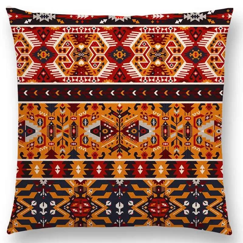 Colorful Seamless Aztec Decorative Prints Sofa Throw Pillow Case Fancy Abstract Geometric Vector Pattern Tribal Cushion Cover