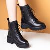 Fashion Winter Women Ankle Boots Autumn New Woman Fashion British Style Warm Plush Chunky Heel Booties Female Thick Sole Motorcycle Boot
