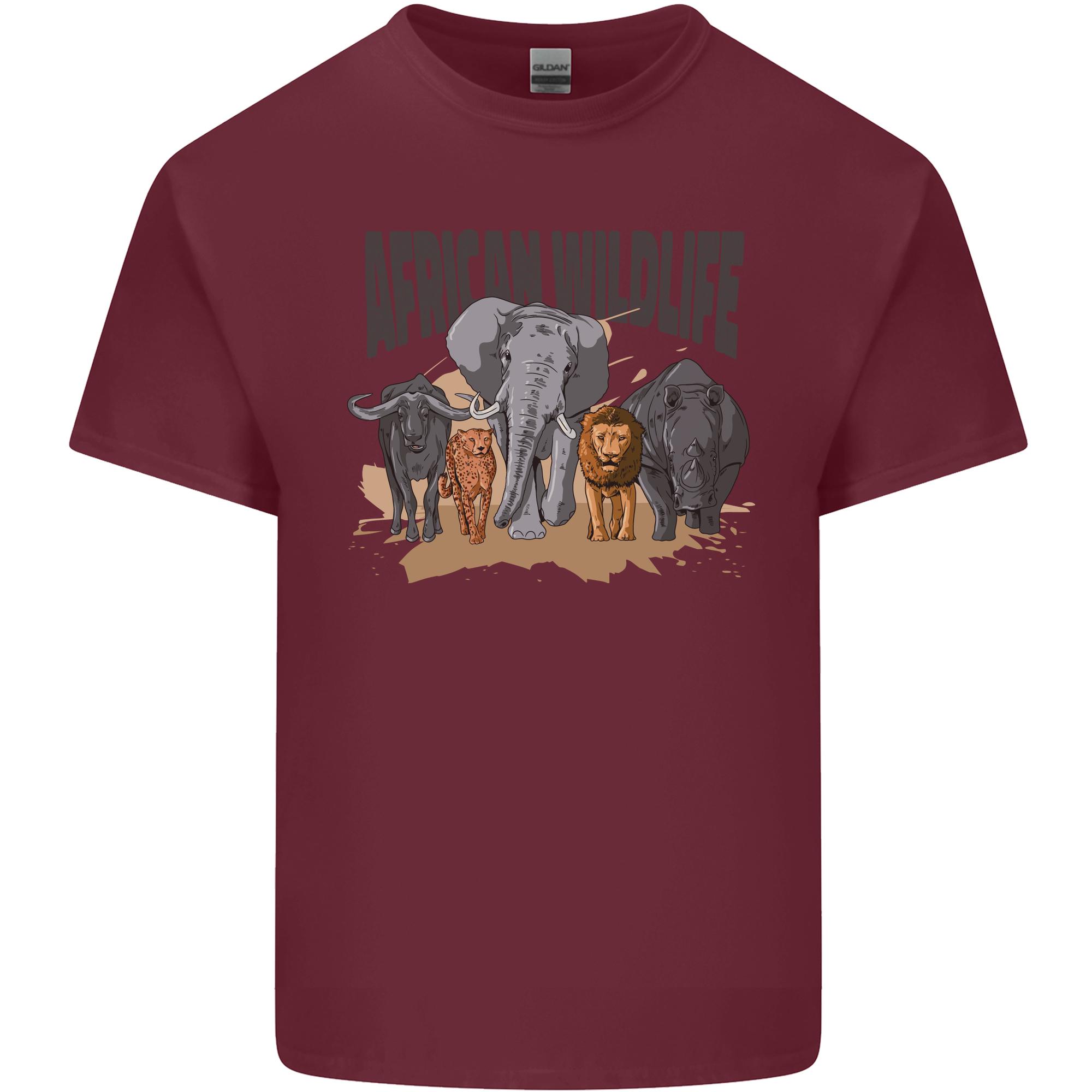 African Wildlife Elephant Lion Rhino Safari Unisexs Light Cotton Tshirt S