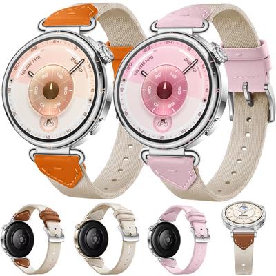 18mm Official Nylon+Leather Strap For Huawei Watch GT6/5/4 41mm Women Braided Bracelet Wristband Huawei Watch GT5 Pro 42mm Belt