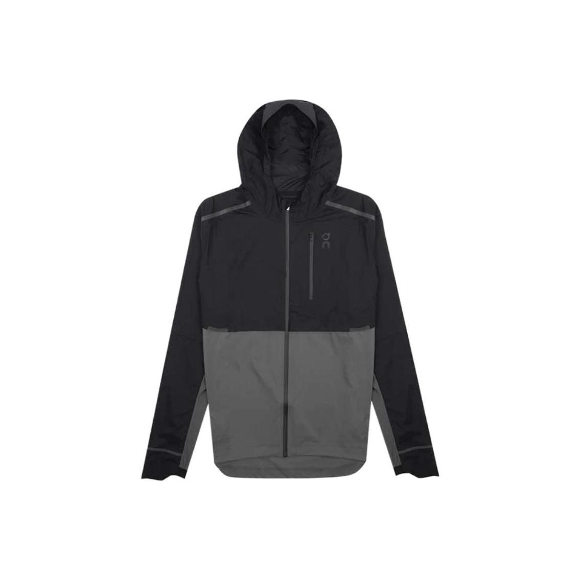 ON RUNNING Veste M&eacute;t&eacute;o Couleur Unie D&eacute;contract&eacute;e &agrave; Capuche Tous Temps L&eacute;g&egrave;re Protectrice R&eacute;sistante &agrave; l'Eau Veste Homme Noir Gris Fonc&eacute;