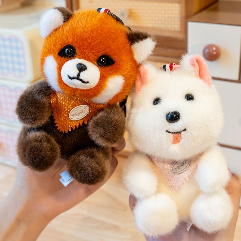 1Pc 13Cm Lovely Duck Frog Raccoon Fox Plushie Toy Cartoon Panda Dinosaur Elephant Pendant Plush Toys Birthday Decor Gift