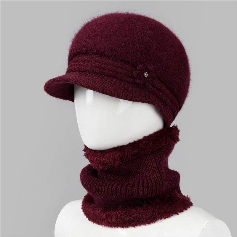 Wool Hat Women'S Season Velvet Warm Rabbit Hair Mother Hat Ear Protection Cold Foreign Gas Knitted Hat