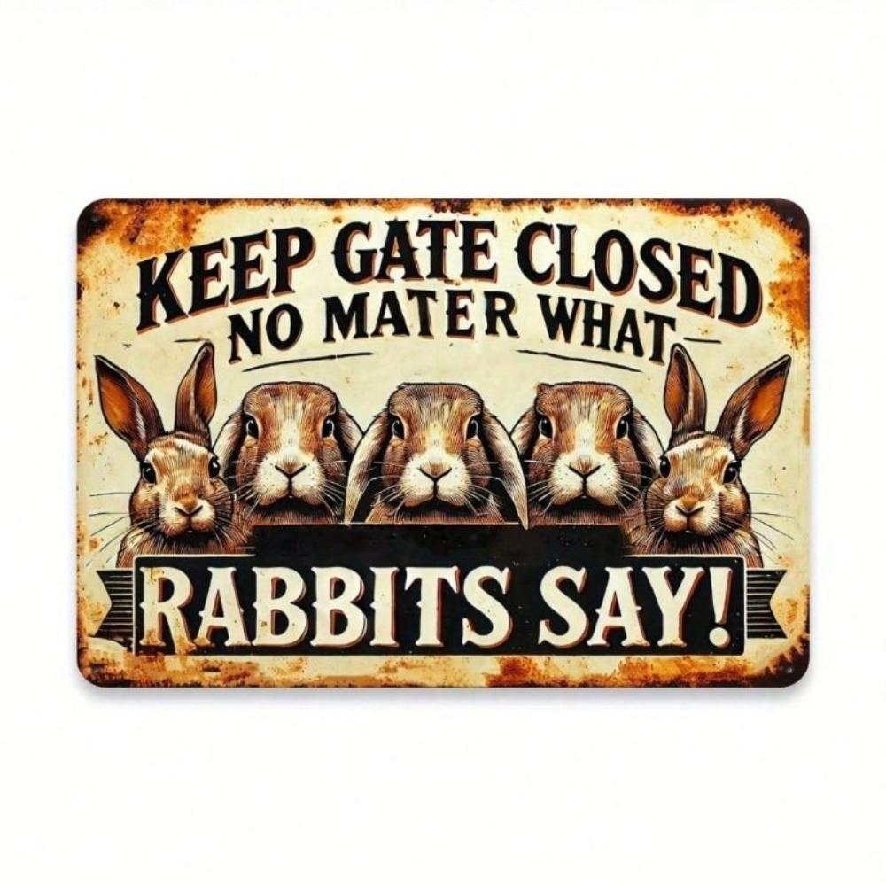 Affiche murale en métal Lapin vintage, Décoration de maison de Pâques Cadeau