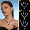 Fashion Waterdrop Crystal Jewelry Set Vintage Waterdrop Pendant Necklace Stud Earrings Jewelry Set for Women