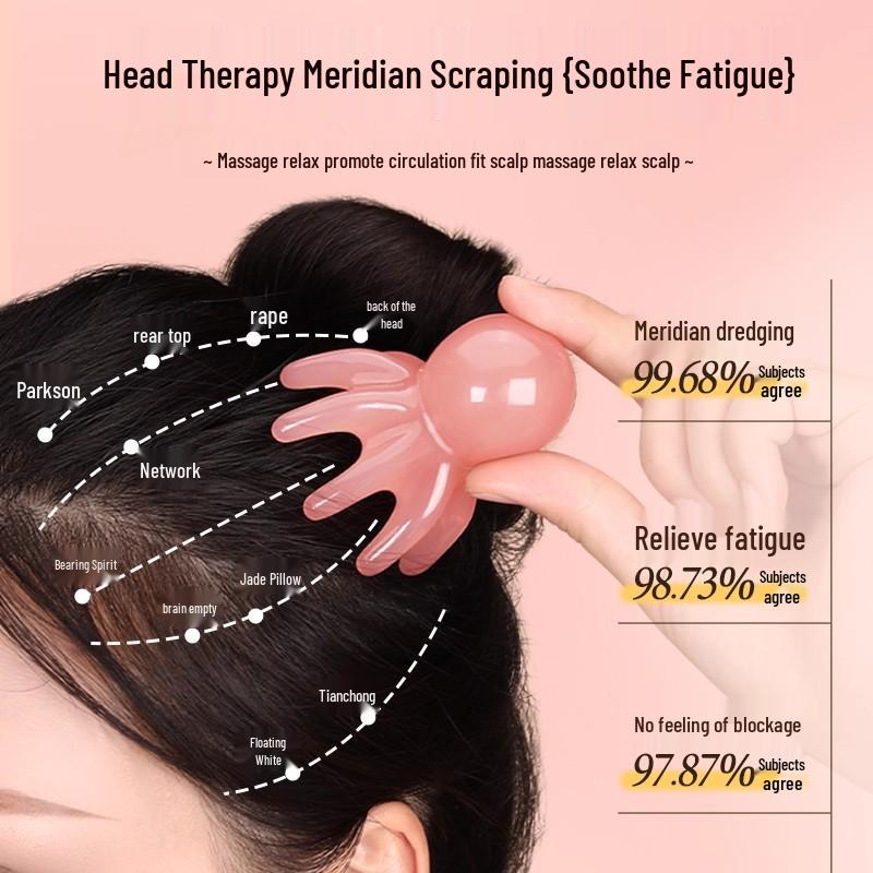 E-commerce Bestseller: Octopus Meridian Massage Comb - Resin Acupoint Scraper for Head Relaxation