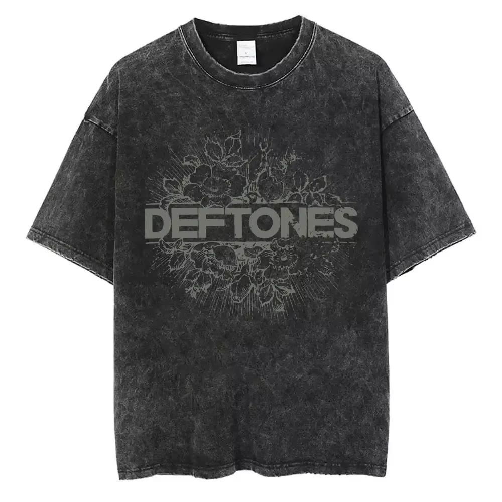 New Arrival Deftones Private Rock Music Vintage Washed Graphic Tee Retro Band Print Oversized Loose Short Sleeve Streetwear Cotton Tees For Men Women