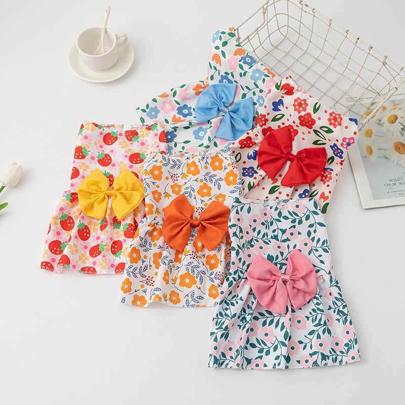 Pet Clothing Dog Girl Boy Summer Dress Polyester Flower Pattern Pet Apparel