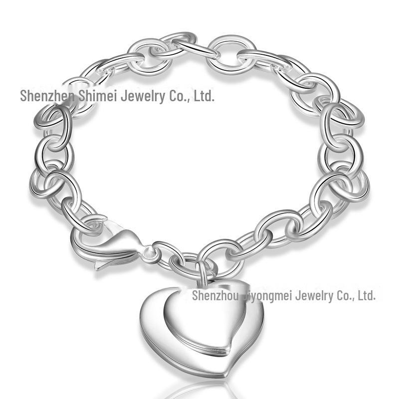 "West Lake Double Heart Pendant Bracelet"