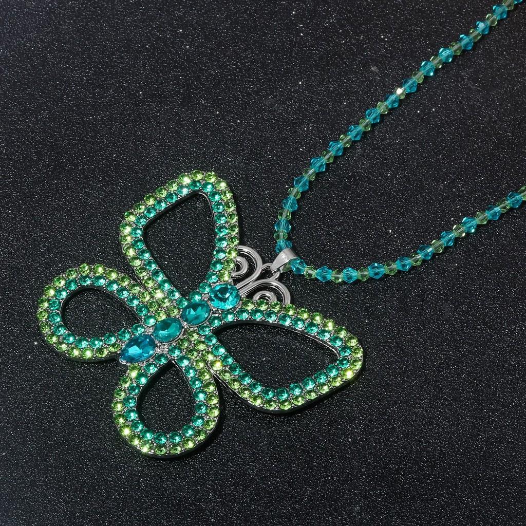Sweet Diamond Imitation Decorated Butterfly Shaped Hollow Design Necklace