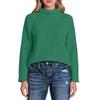 Fashionable Women's High-neck Knitted Sweater With Long Sleeves And Rolled Hem
