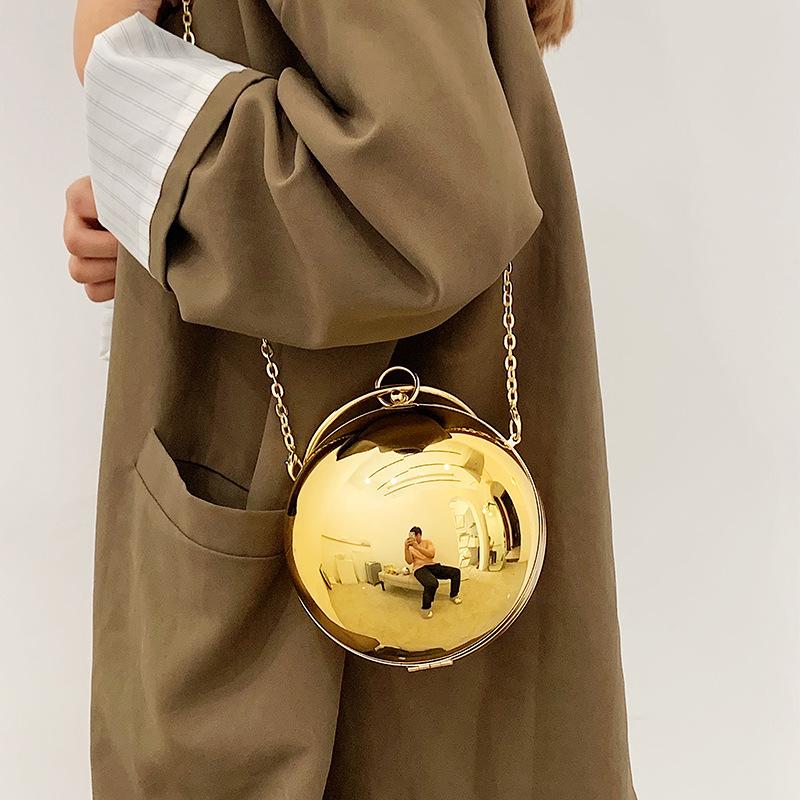 Luxus Damen Runde Ball Abendtasche 2024 Mode Glatte Helle Oberfläche Clutch Tasche Damen Umhängetasche Party Kette Handtasche Geldbörse