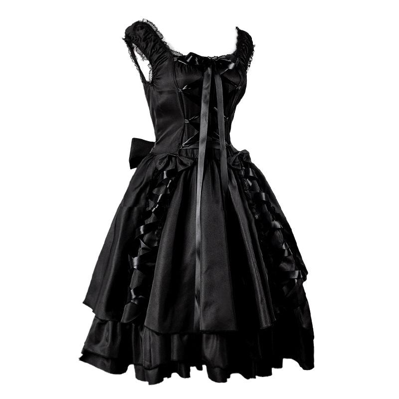 2024 Women's Lace Gothic Renaissance Dress with Bowknot Full Skirt