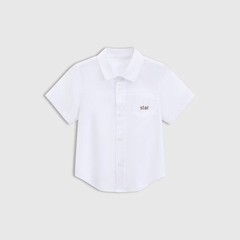 GAP Boys' 2025 Summer Oxford Bear Embroidered Short Sleeve Shirt