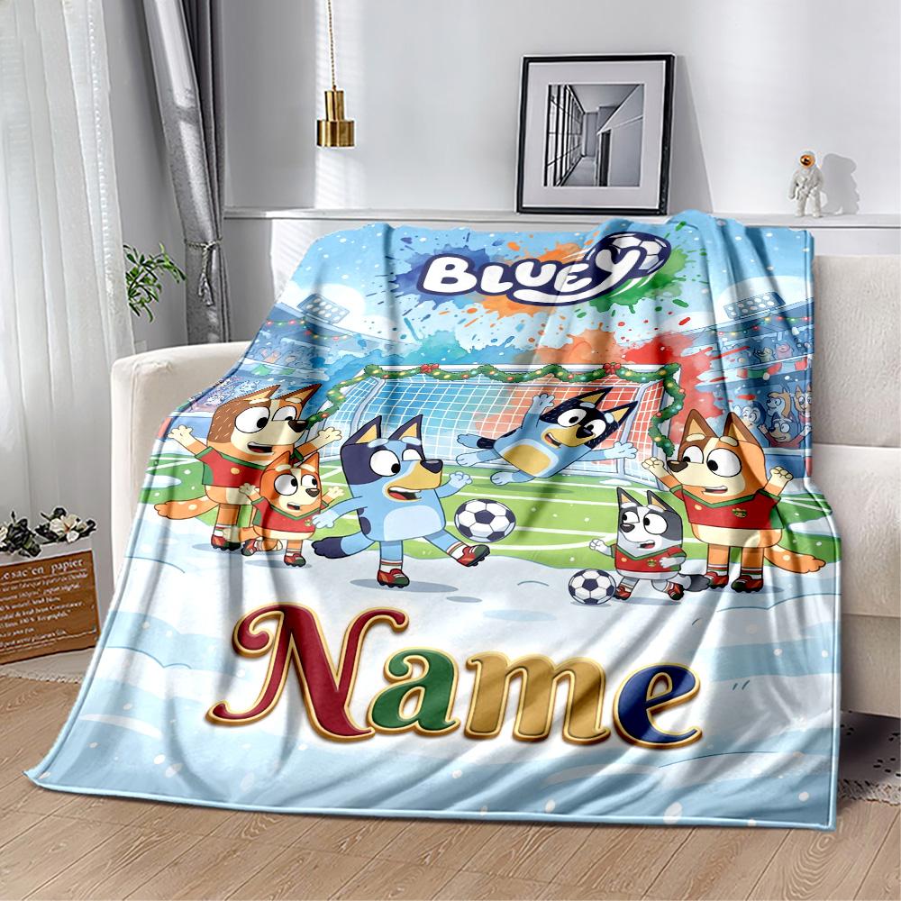 Winter Soccer Fun Customize Text Blanket Gift Personalized Blanket Durable Comfort Suitable for Picnics Couch Bed Seaside Four Seasons Universal