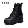 Trendy women's shoes new lace-up flat-bottom lace-up inner height-increasing short boots women