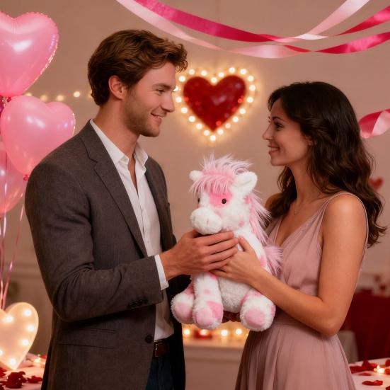 Little Pony Plush Toy Soft Fluffy Stuffed Animal with Big Bright Eyes Realistic Cute Pony Doll for Kids Adults