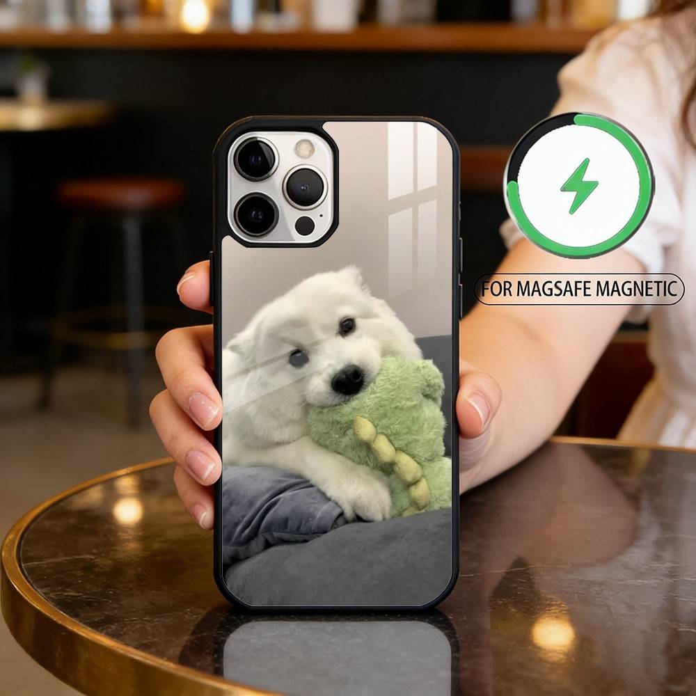 Cute Pet Dog Samoyed Magnetic For Magsafe Wireless Charging Phone Case For iPhone17,16,15,14,13,12,11 Plus,Pro Max