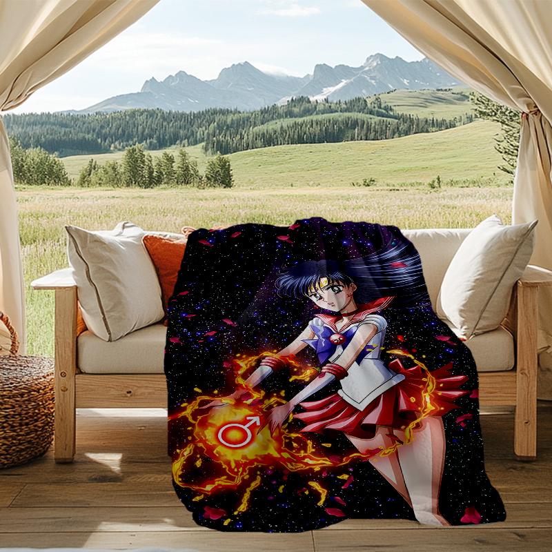 Sailor Moon Power Print Flannel Blanket, Soft Warm Lightweight Throw Blanket for living Room,Sofa Bed Camping office