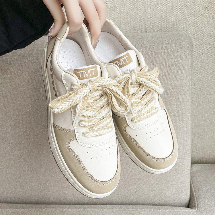 Women's Sneakers Autumn New Rubber Flat Shoes Lightweight Breathable Color-Blocking Wheat Casual Women's Sports Shoes Mixed Batch