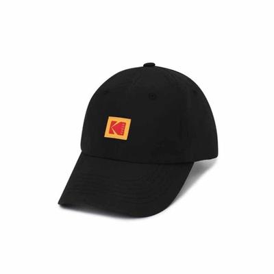 Kodak Apparel Quadratisches Logo Nylon Lockere Passform Baseballkappe SCHWARZ