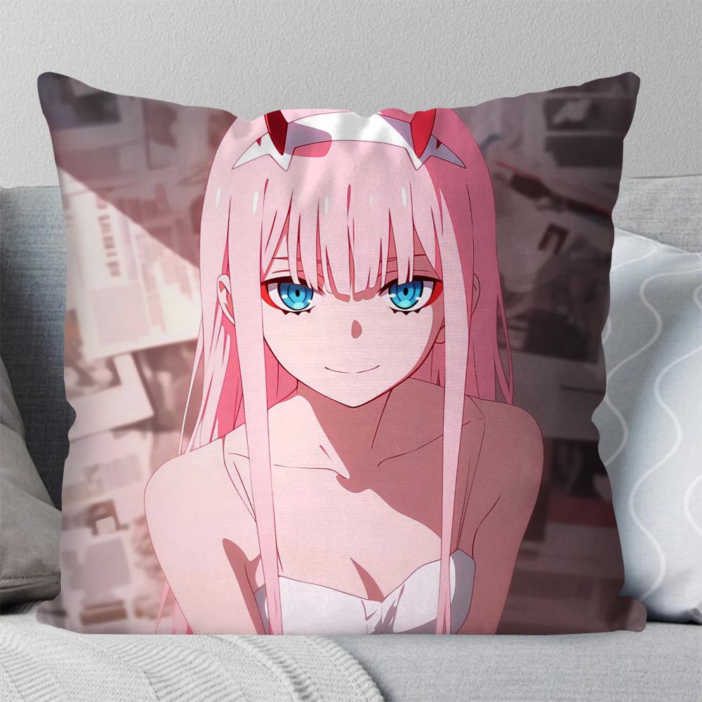Zero Two Animation DARLING In The FRANXX Kissenbezug Quadratisches Kissen Schlafzimmer Sofa Freizeit Komfort Auto Wohnzimmer Heimdekoration 40X40