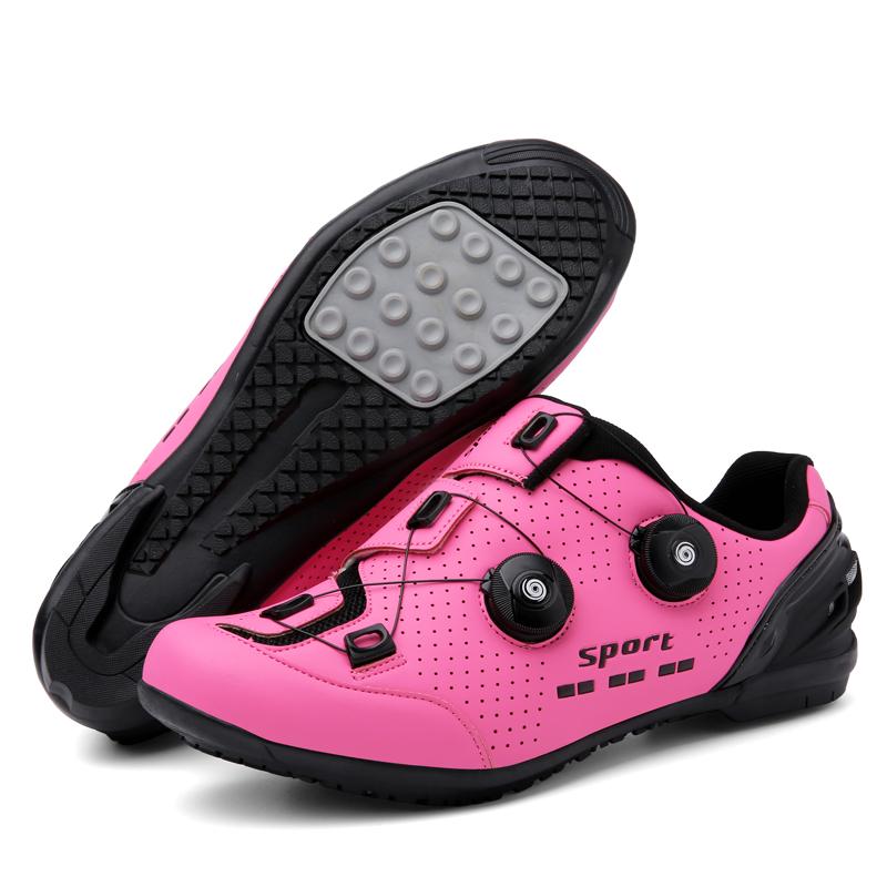 Erkek Bisiklet Ayakkabıları Yol Bisikleti Kadın Pembe Yarış Bisikleti Kendinden Kilitli Hız Bisikleti Spor Ayakkabı Düz Kilitler Dağ Bisikleti Ayakkabıları