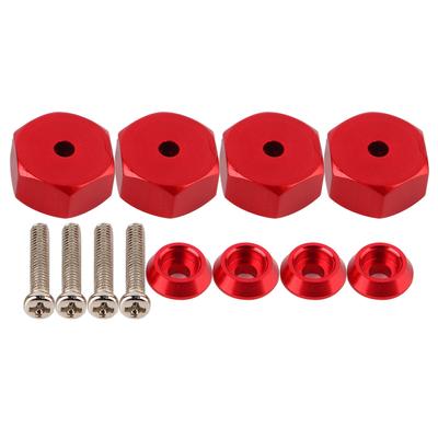 4 szt. 5 mm do 12 mm Łącznik Piasta Koła Adapter Sześciokątny Akcesorium do WPL D12 1/10 RC CiężarówkiCzerwony