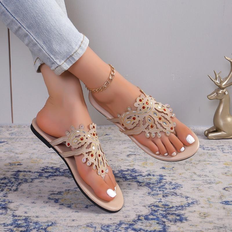 Fashion 2025 Summer Women's Sandals Slippers Fashionable Flat Bohemian Style Women's Slippers Casual Beach Vacation Shoes Flip Flops