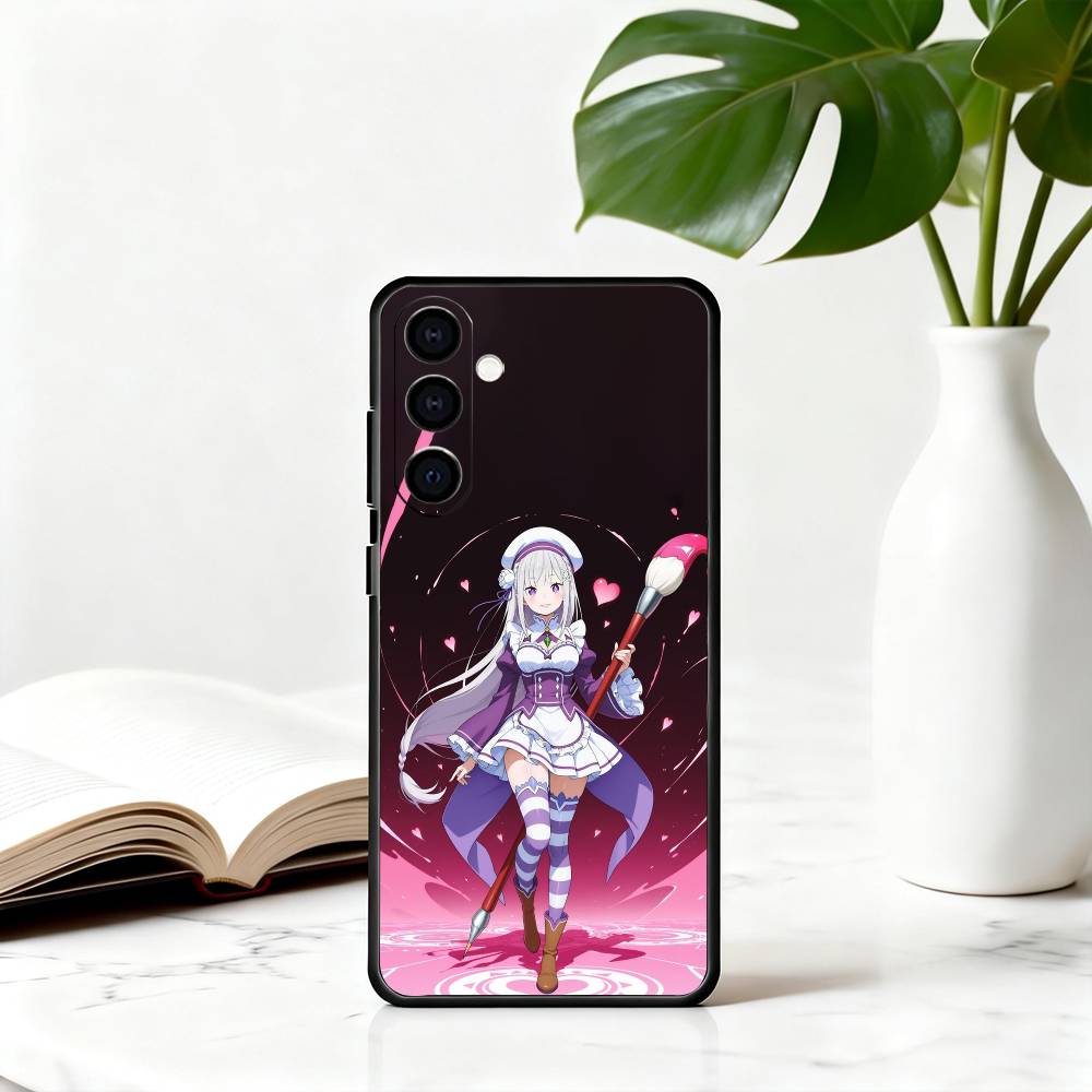 

ReZero Starting Life E-Emilia-es Чехол для телефона для Samsung Galaxy A73, A72, A71, A70, A53, A52, A51, Другие Мягкий Черный Чехол Samsung a51 4g