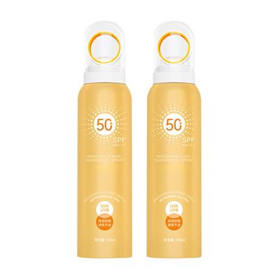 Spray Protector Solar, Ligero y No Graso, Un Spray Protector Solar de Viaje Adecuado para el Rostro y el Cuerpo, 150 ml, 2 unidades,