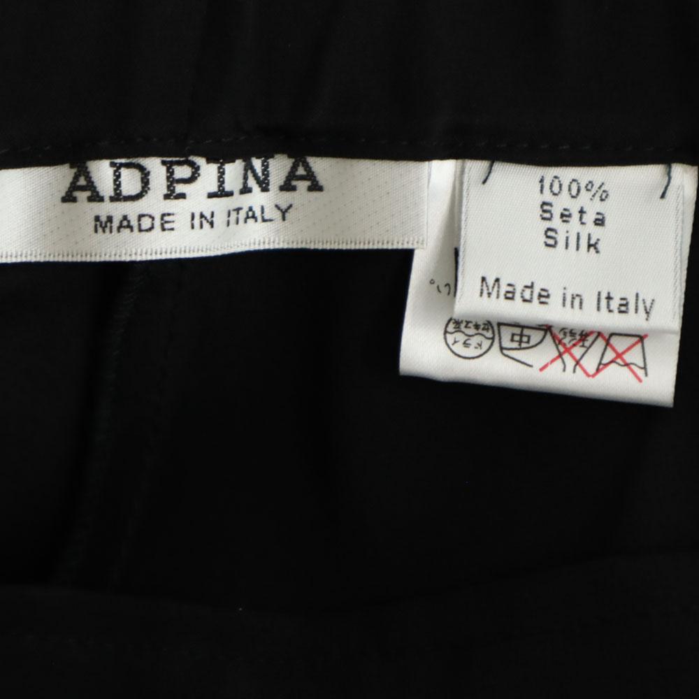 ADPINA Unused Italian Silk Long Pants 46 Black Tag Attached Elastic Waist Women Used