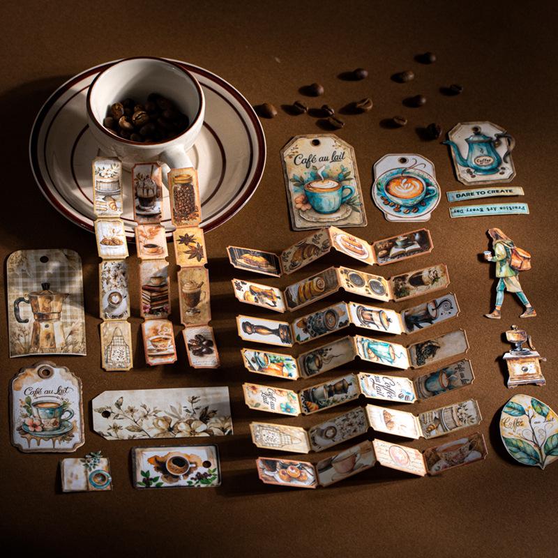 Krásný den Kávový retro deníkový balíček: Dekorace scény a série koláží