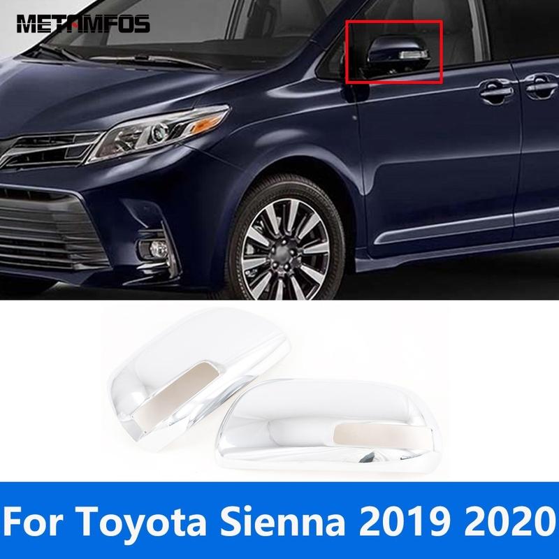 For Toyota Sienna   Chrome Rearview Mirror Cover Trim Side Door Mirror Cap Protector Sticker Accessories Car Styling