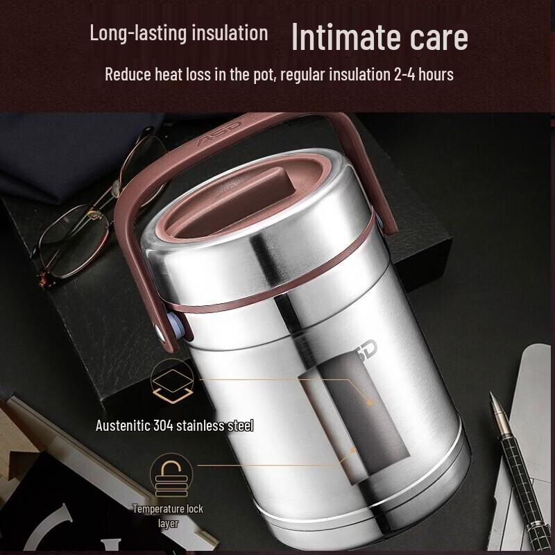 ASD 3-Layer 304 Stainless Steel Insulated Lunch Box