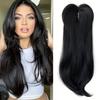 Elegante 22 Zoll Damen Gerade Synthetische Perücke Block, Hochtemperaturfaser, Hellbraun bis Schwarz