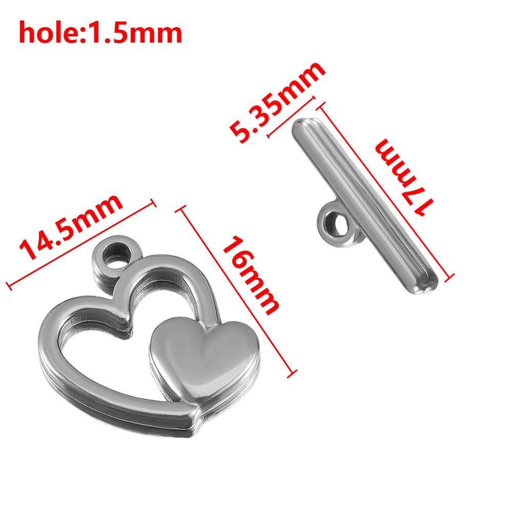 

5Sets Heart OT Clasp Stainless Steel Toggle Clasps Bar Connector for DIY Jewelry Making Bracelet Hooks Crafts Necklaces Supplies 5 sets