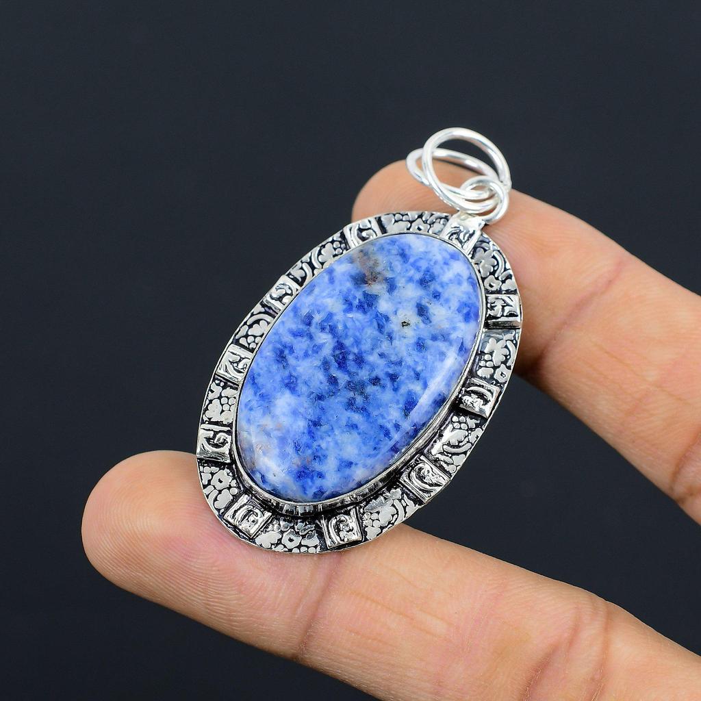 Daughters Day Deal Oval Sodalite Stone 925 Silver Bezel Elegant Wife New Pendant