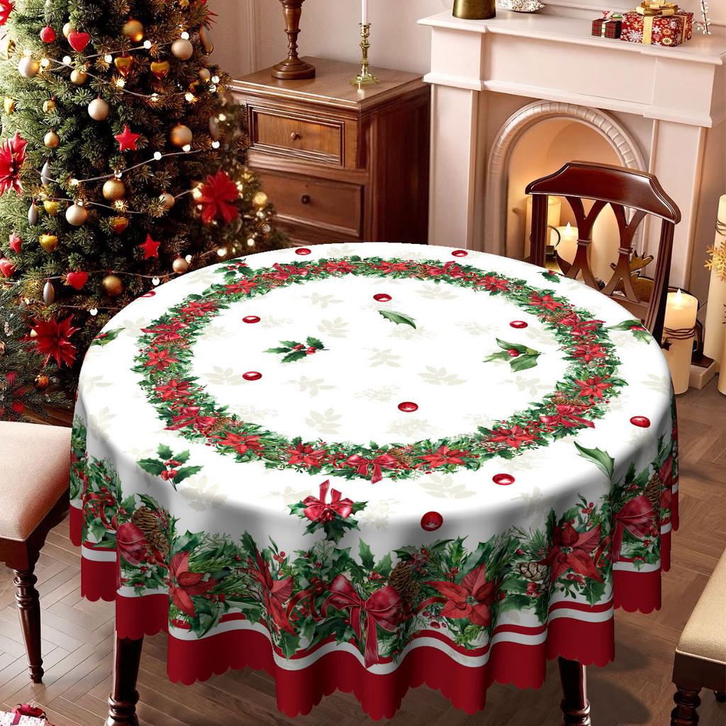 Weihnachts-Retro-Tischdecke, Rechteckige Esstisch-Kaffeetischabdeckung, Party-Dekorationstuch