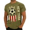 USA Soccer Graphic Tee Crew Neck Short Sleeve Casual T Shirt for Men with Distressed Print Design