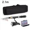 BRAVMAK 2.1/ 2.3 mTelescopic Fishing Rod Reel Combo Full Kit Carbon Fiber Rod Pole Spinning Reel Fishing Bag Case Pesca Gear Set
