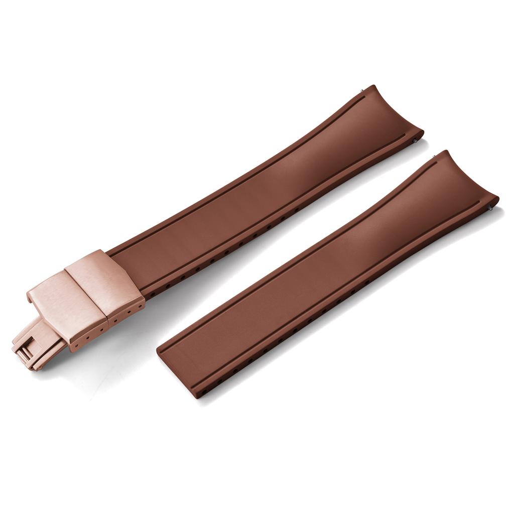 Premium Grade Curved End CTS FKM Rubber Watch Band 20mm 22mm Quick Release Butterfly Buckle Waterproof Soft Flexible Diver Style