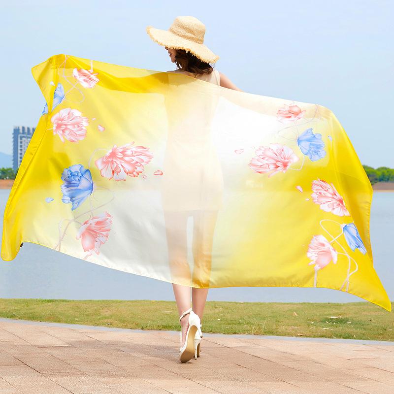 გაზაფხული/ზაფხული ახალი ქალის აბრეშუმის შარფი 90 * 90 სმ სიმულირებული აბრეშუმის ტილო კვადრატული შარფი მოდური პრინტიანი დიდი კვადრატული შარფი პროფესიონალური შარფი