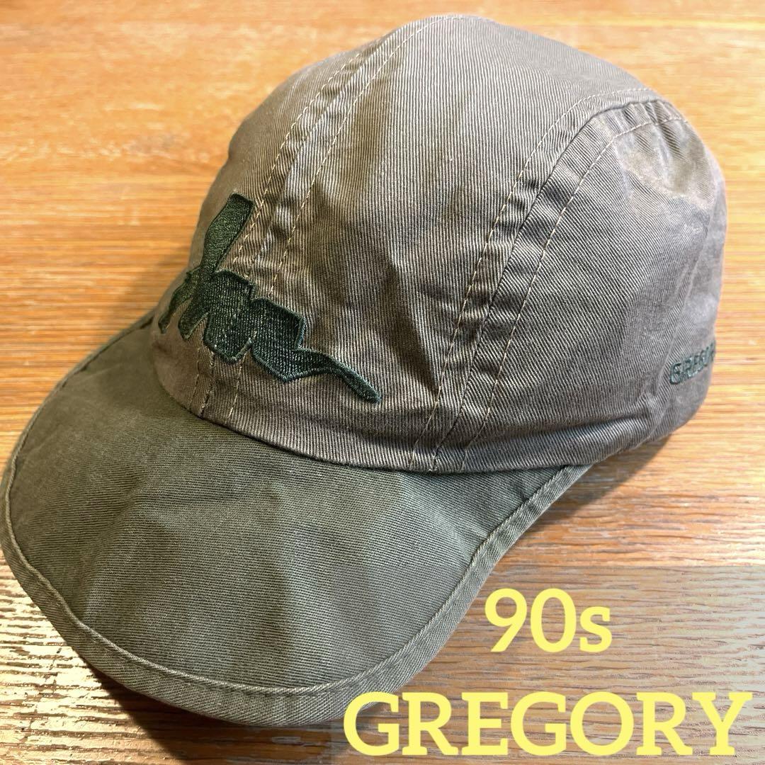 

[USED] 90s GREGORY Cap, Made in USA, Embroidered Logo, Khaki, Rare