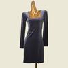 French Style Design Square Collar Sexy Long Sleeves Dress Fashion Wind Waist-Tight Slim Looking Velvet Bodycon Dress